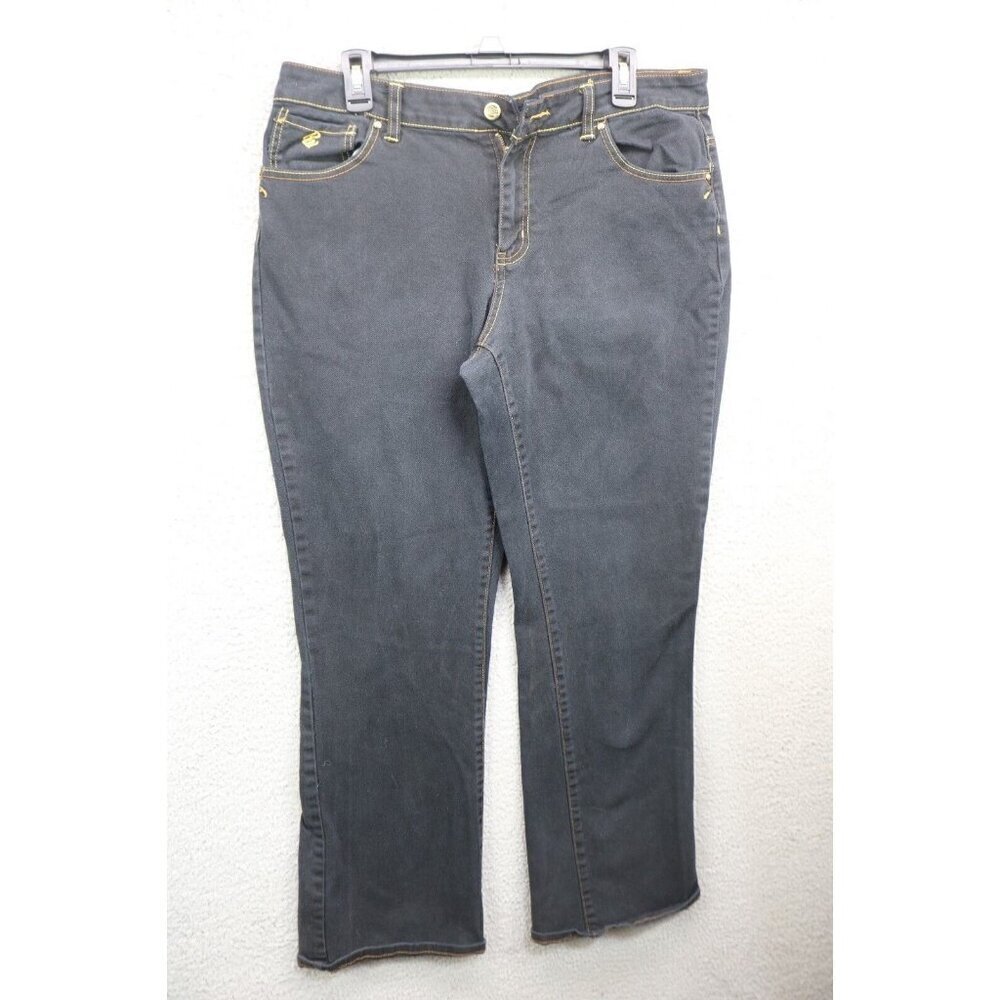 Roca Wear Black Denim Jeans-Embroidered Pockets-Size 18- Boot Cut